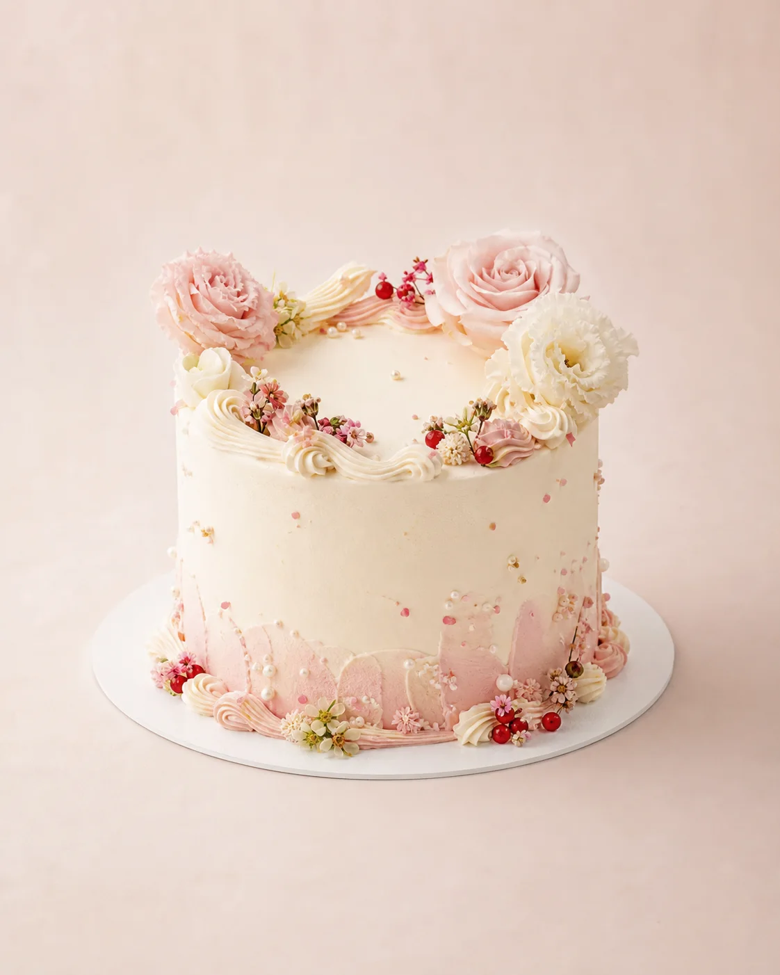 Tarta personalizada artesanal decorada con flores