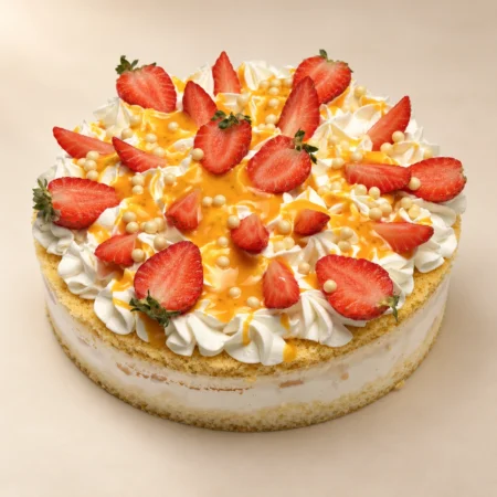 Tarta maracuyá, crema de queso y fresas salteadas de La Postrería de Marta